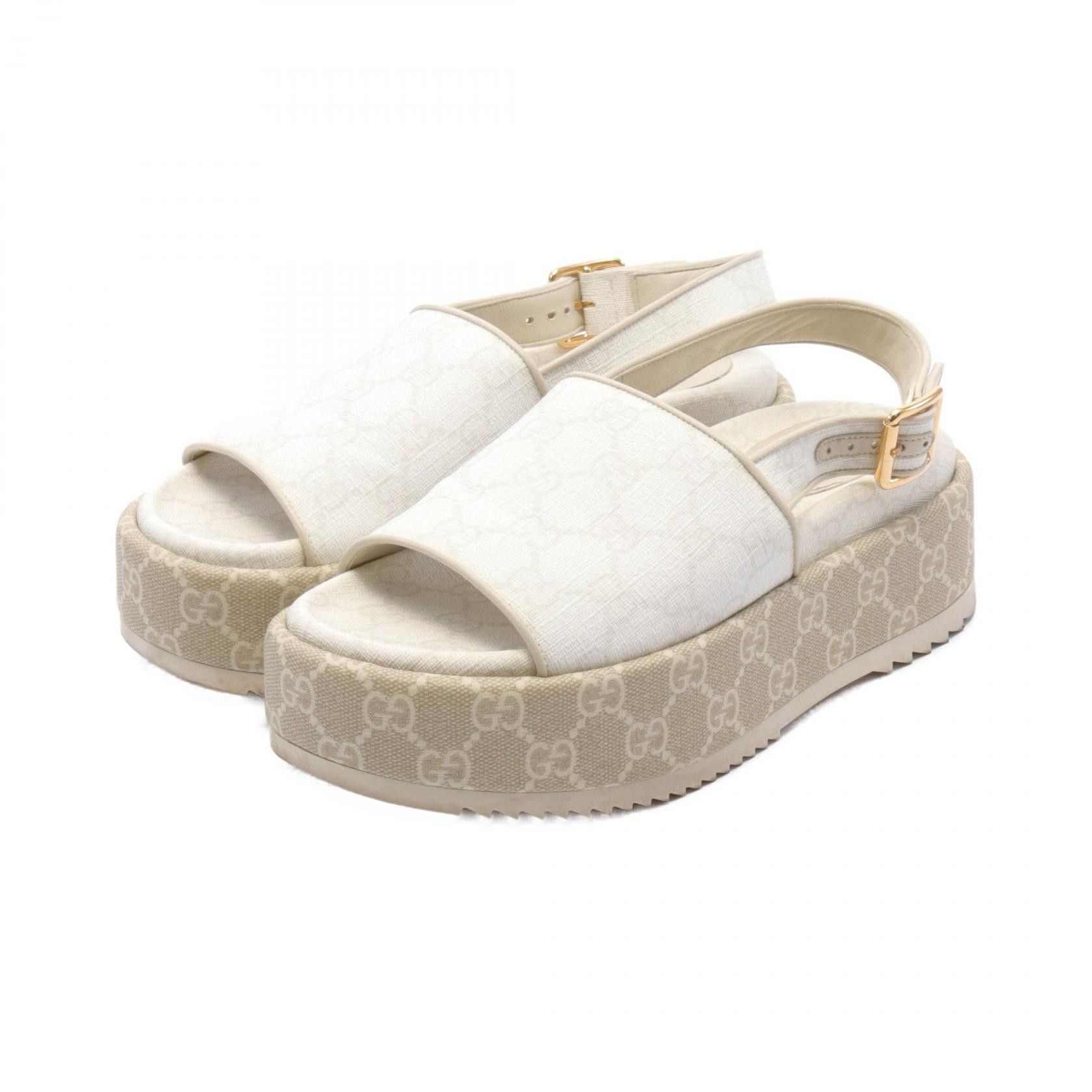 Gucci Gucci GG Supreme Pvc Coated Canvas Sandals Canvas Shoes 701153 in White, Women's
