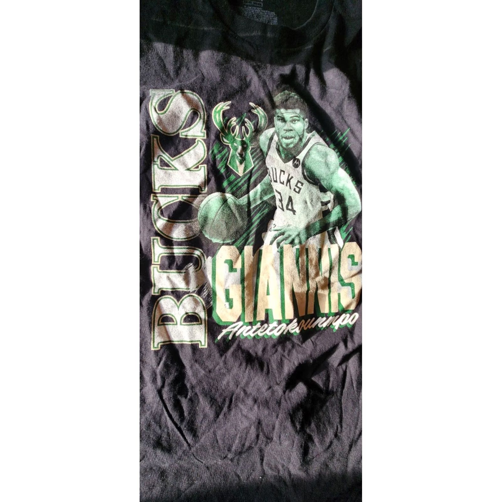 NBA Nike Giannis Antetokounmpo T Shirt Bucks Tee Bucks Size L Black Unisex Adults Short Sleeve Crew Neck NBA Milwaukee Bucks Size US L / EU 52-54 / 3 - 2 Thumbnail