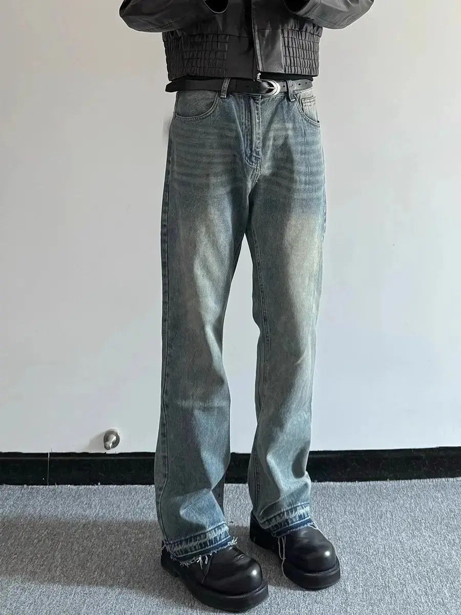 Japanese Brand Retro straight washed cat whisker jeans Size US 32 / EU 48 - 1 Thumbnail