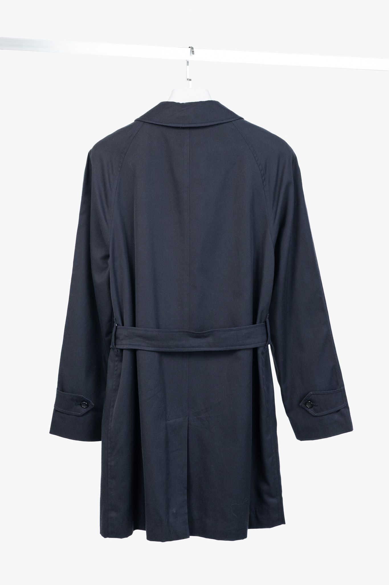 Burberry Burberry Vintage Navy Twill Belted Balmacaan Coat Size US XL / EU 56 / 4 - 2 Thumbnail