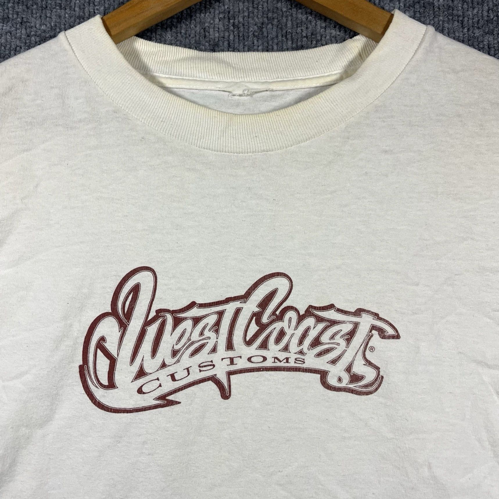 Vintage VINTAGE West Coast Customs T-Shirt Mens L White Graphic Print 90s Cars Hip Hop Biker Vintage Mens L Size US L / EU 52-54 / 3 - 4 Thumbnail