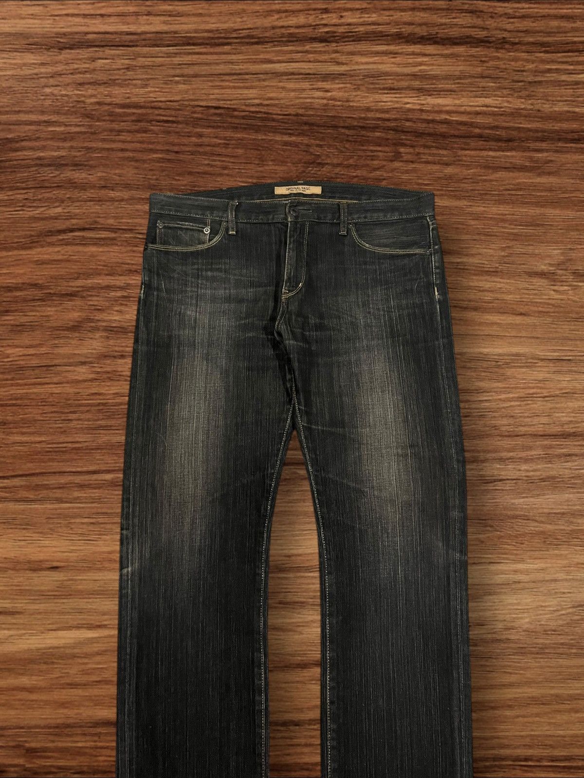 Japanese Brand × KMRii × Le Grande Bleu (L.G.B.) ⚡️Insane 90s⚡️Japan Uniqlo Black Wash Slim Fit Straight Jeans Size US 37 - 3 Thumbnail