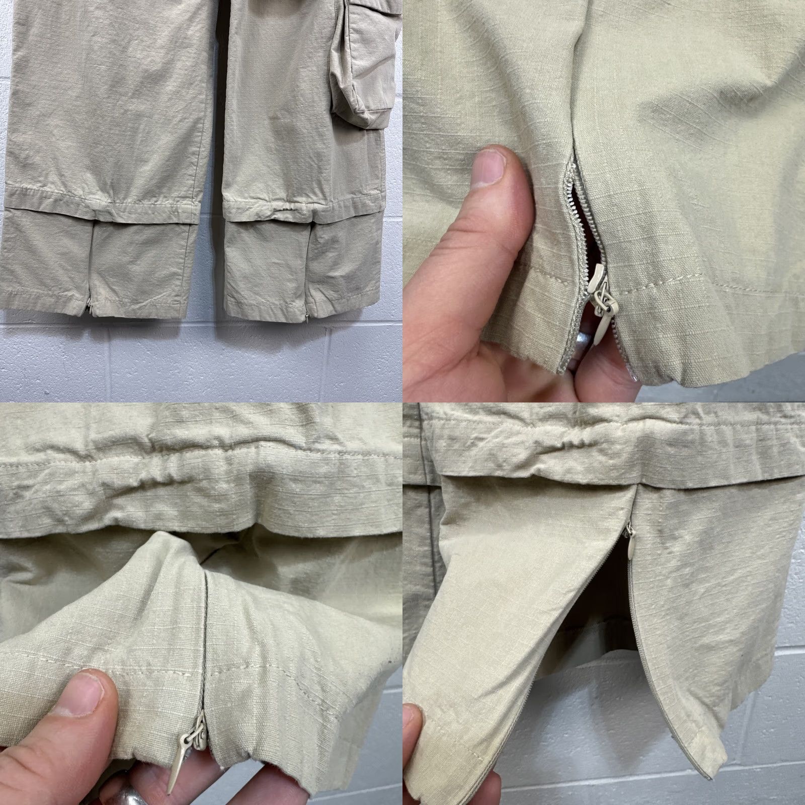 Vintage Spencer Badu Men's Khaki Cargo Chino Wide Pants L Beige Canvas 34 Pockets Relaxed Bootcut 36in Inseam Vintage No Size US 33 - 9 Thumbnail