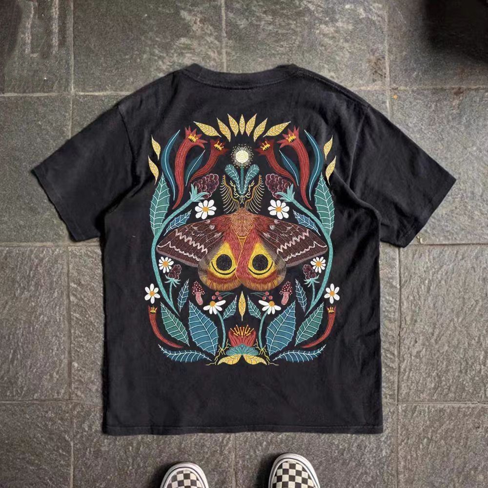 Vintage Black retro butterfly graffiti print T-shirt Size US M / EU 48-50 / 2 - 1 Thumbnail