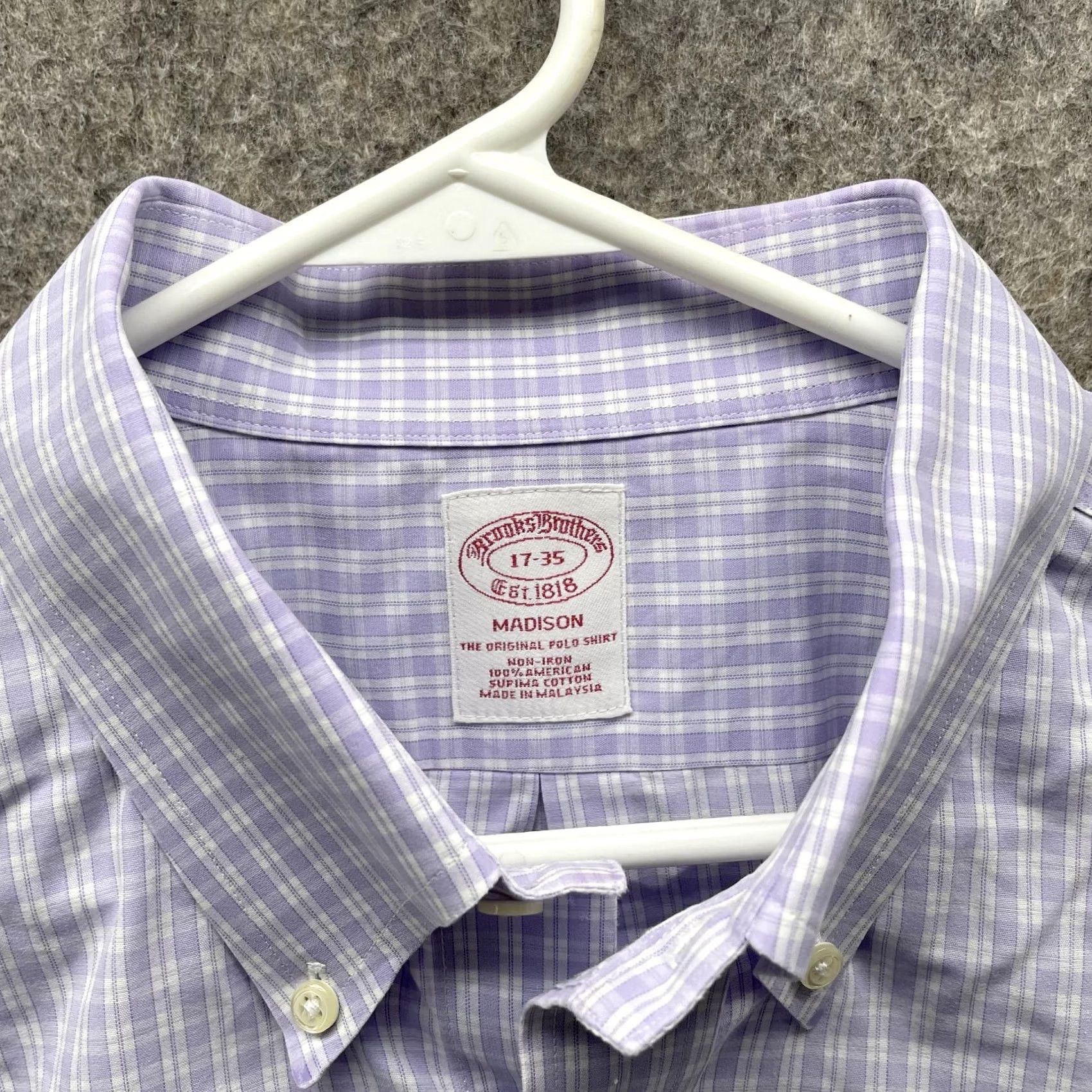 Brooks Brothers VINTAGE Brooks Brothers Shirt Men 17 35 Check Purple Casual Button-Down Madison Preppy Size US XL / EU 56 / 4 - 6 Thumbnail