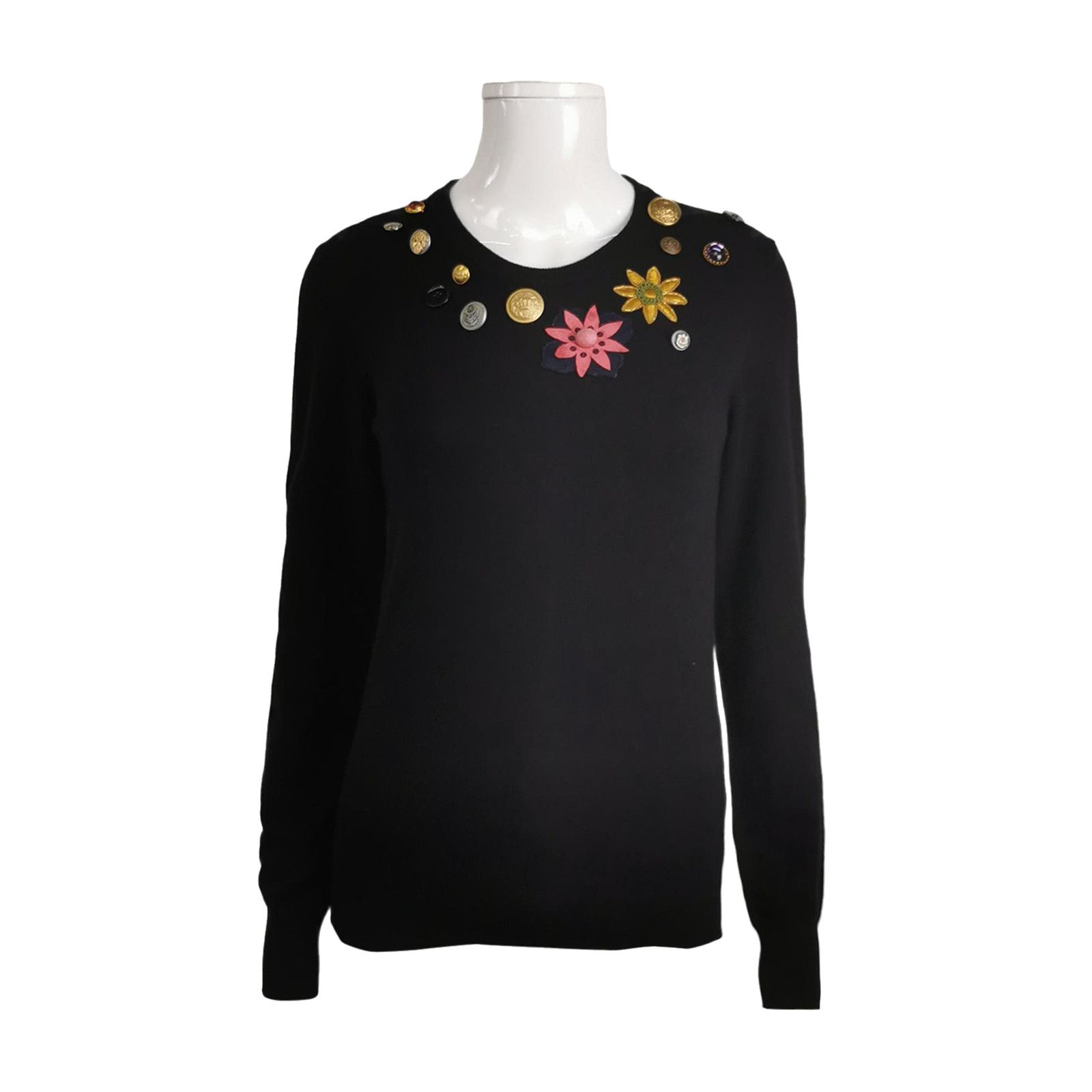 Dolce & Gabbana Dolce & Gabbana Floral Badge Cashmere Sweater Size 40 Size S / US 4 / IT 40 - 1 Thumbnail