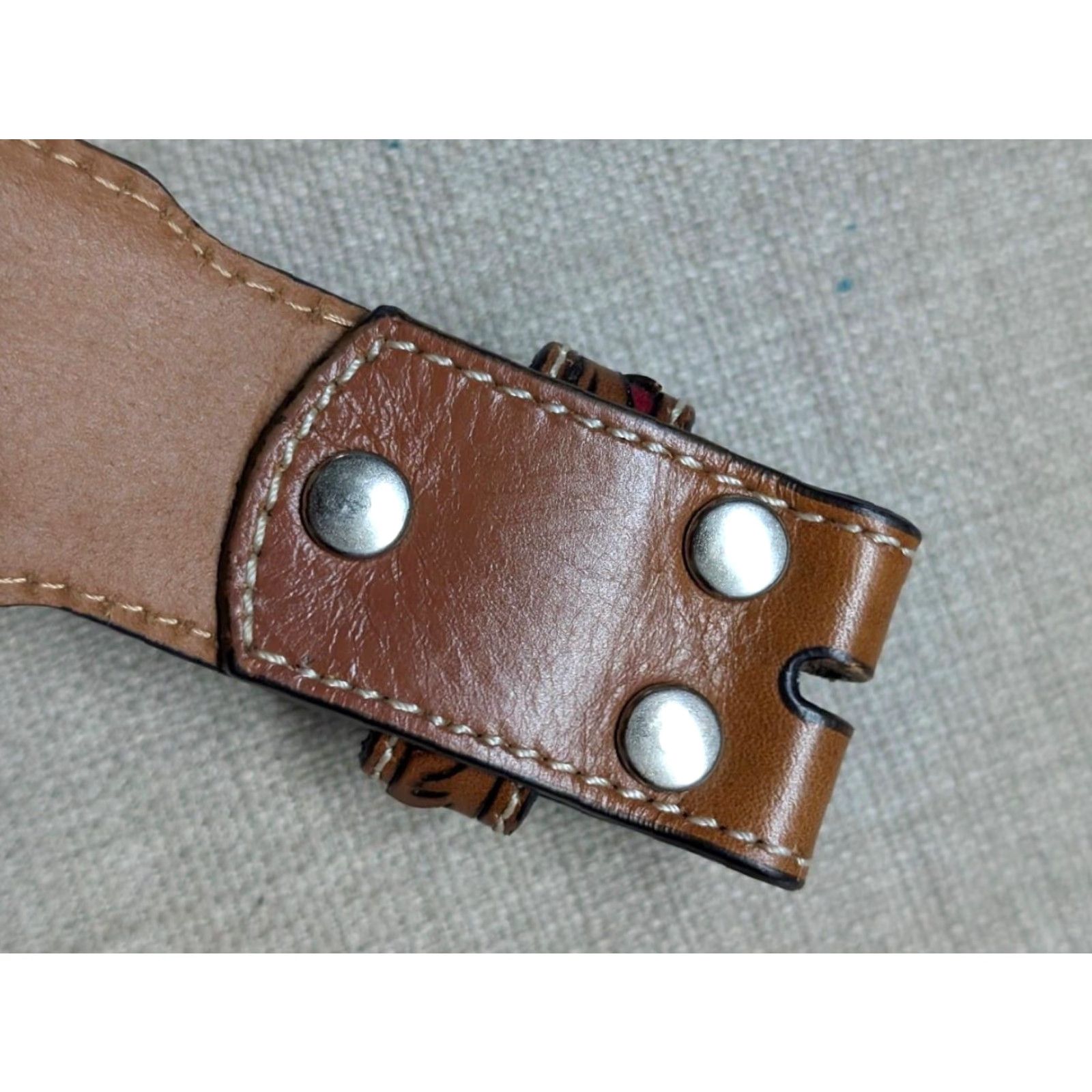 Vintage VINTAGE Nocona belt Western belt Buckle 32 brown floral cowhide leather Size 32 - 7 Thumbnail