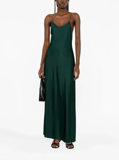Saint Laurent Paris o1s1wg110924 Dress in Shiny Jersey in Dark Green Size L / US 10 / IT 46 - 6 Thumbnail
