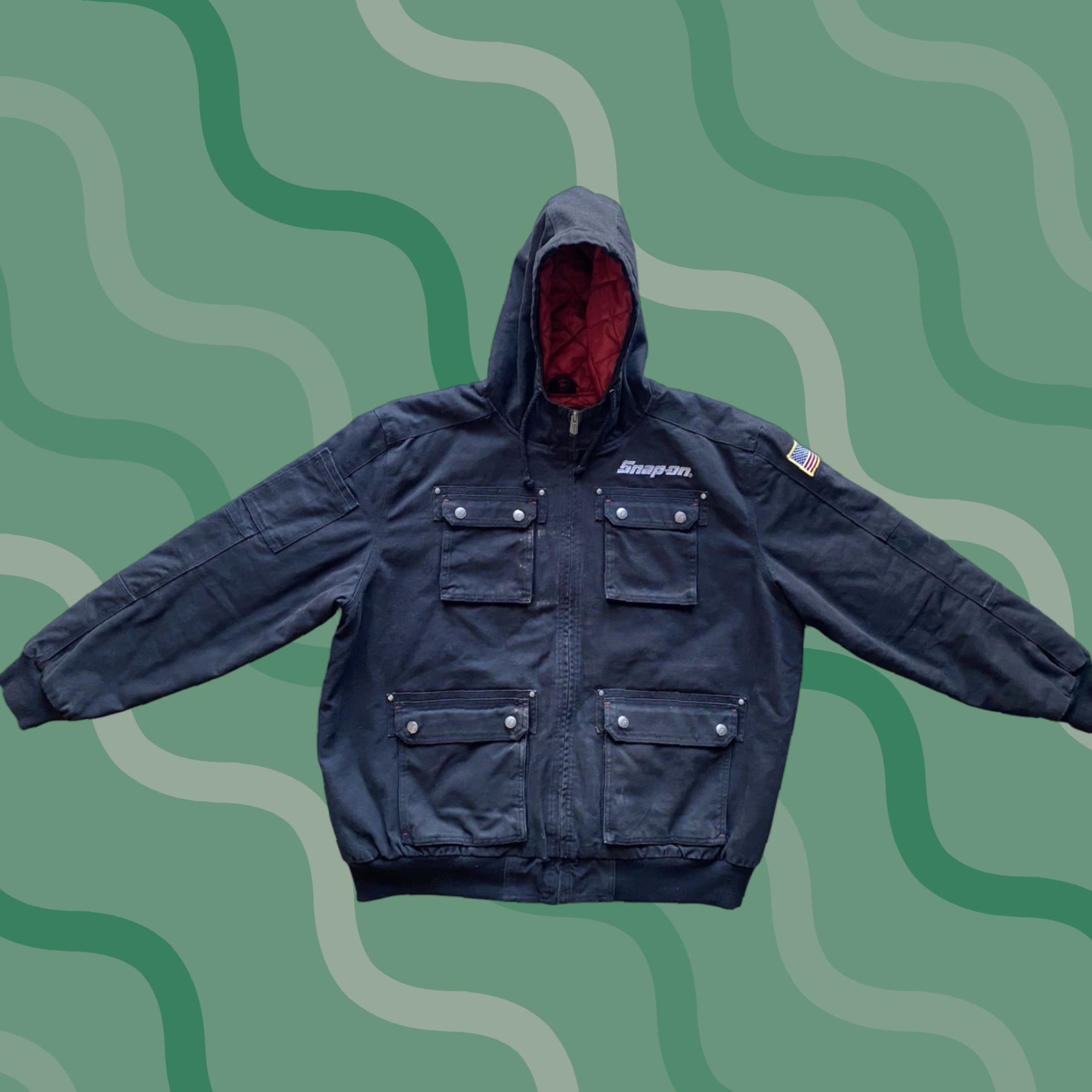 Vintage VINTAGE Snap-on Coat Jacket Black 2XL Men’s Pockets Lined Hooded Cotton Regular Coat Mens Black 2XL Snap-on Coat Jacket with Pockets Lined Hooded Size US XXL / EU 58 / 5 - 1 Thumbnail