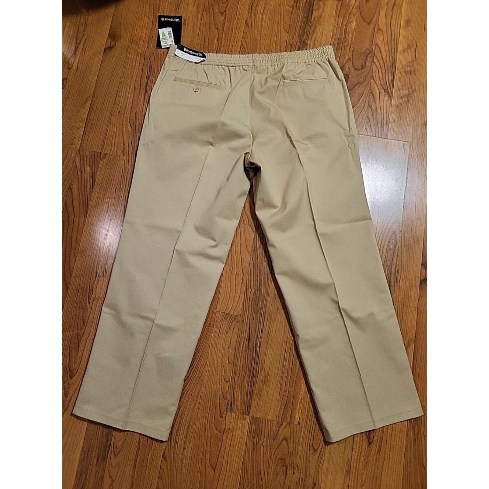 Vintage VINTAGE Wentworth Pants 38 X 30 Beige Flat Front Elastic Waist NWT Chino Style 1980s Mens Size US 38 / EU 54 - 3 Thumbnail