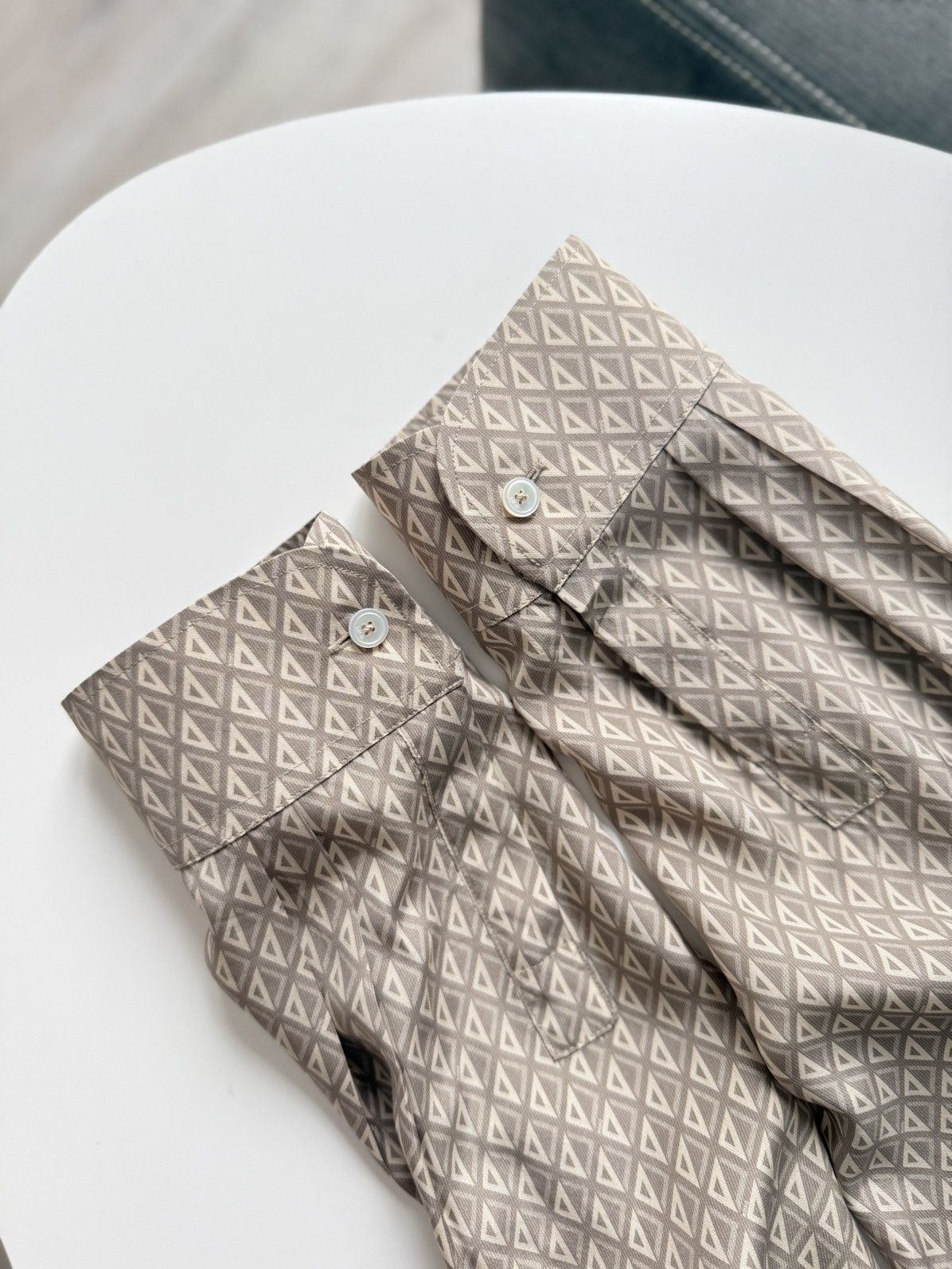 Dior Dior Oblique 100% Silk Set Monogram Beige Pants + Shirt Size US L / EU 52-54 / 3 - 18 Thumbnail