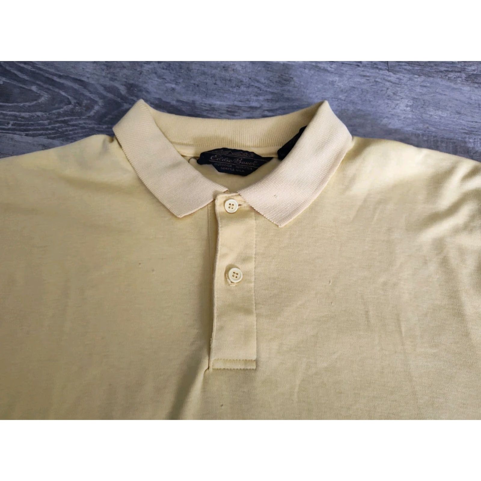 Eddie Bauer VINTAGE Eddie Bauer Polo Shirt Short Sleeve Men M Yellow 40 Chest Solid 100% Cotton USA Made 1990s Golf Preppy Mens Size US M / EU 48-50 / 2 - 2 Thumbnail