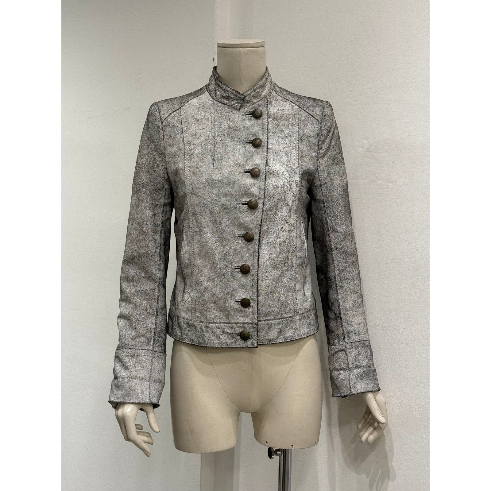 Ann Demeulemeester S/S 2002 Ann Demeulemeester cracked leather Napoleon jacket Size S / US 4 / IT 40 - 2 Thumbnail