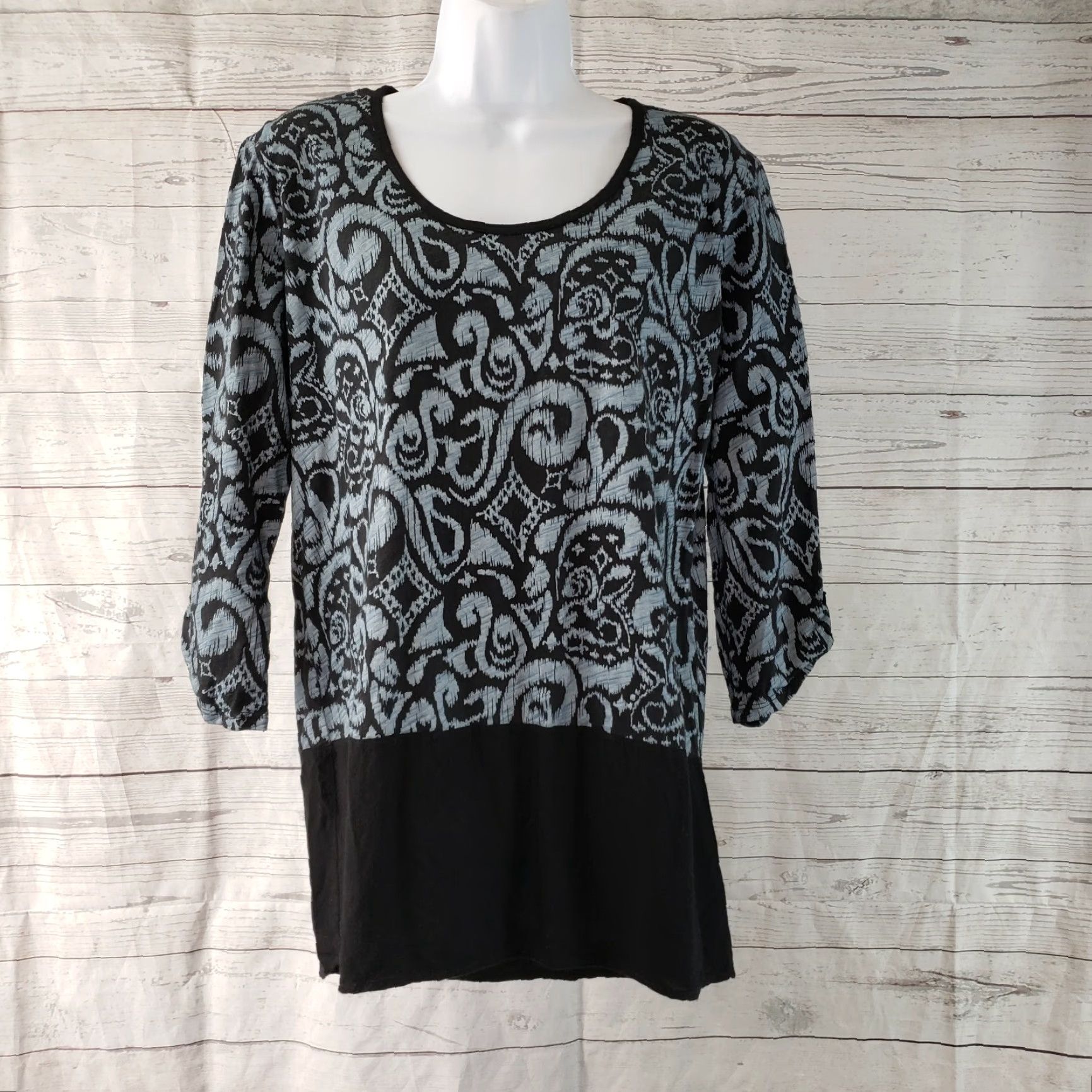Vintage Fresh Produce Womens Top Size S Blue 3/4 Sleeve Cotton Viscose T-Shirt Casual Womens Size S / US 4 / IT 40 - 2 Thumbnail