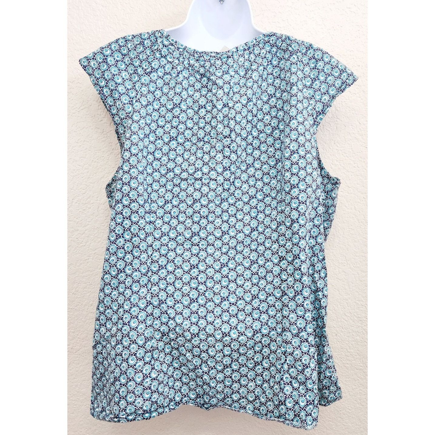 Merona Merona Blue White Geo Print V Neck Tie Front Top XXL Size XXL / US 16-18 / IT 52-54 - 2 Thumbnail