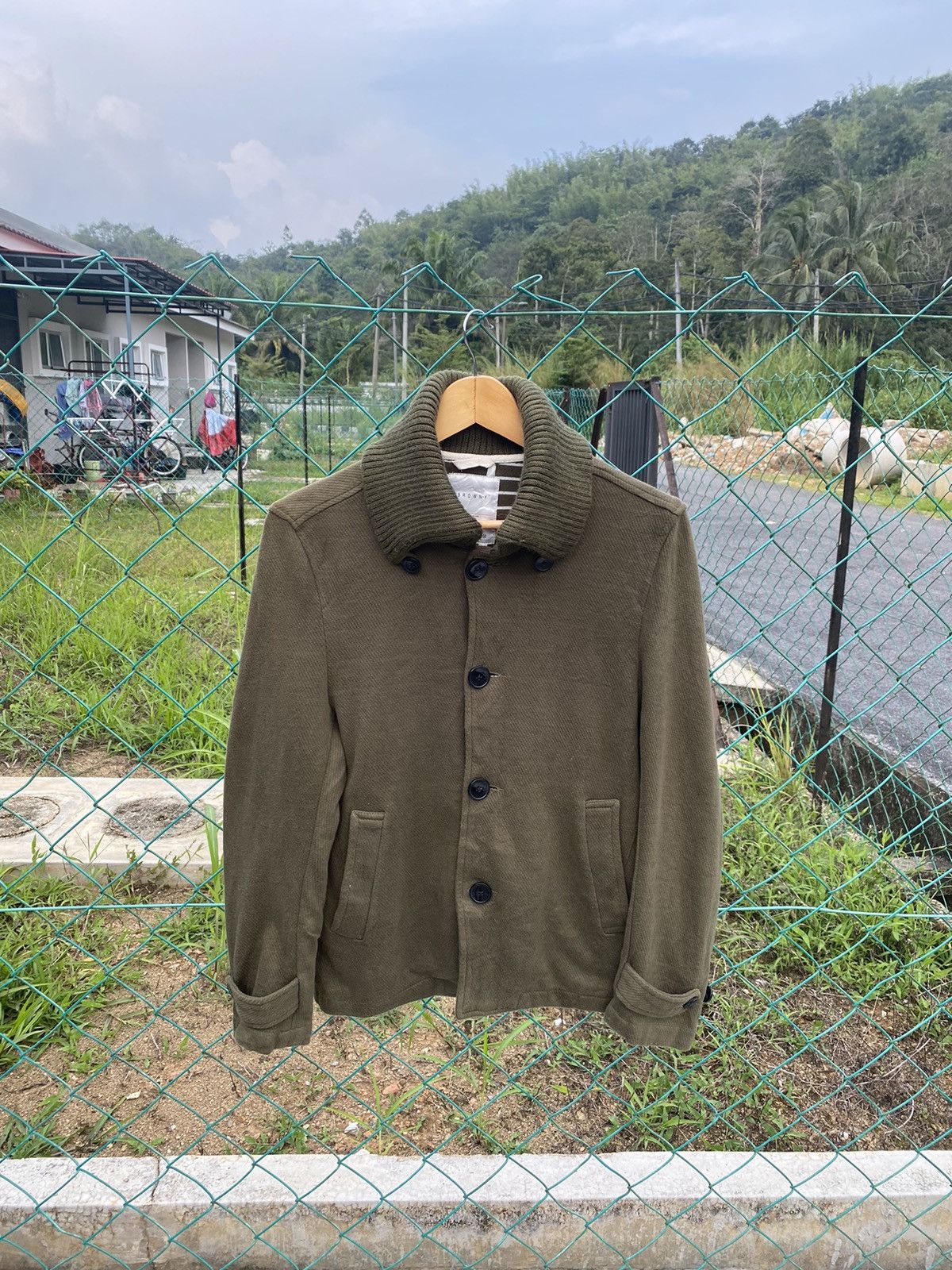 image of Military Browny Mlitary Style Jacket in Olive Green, Women's (Size Medium)