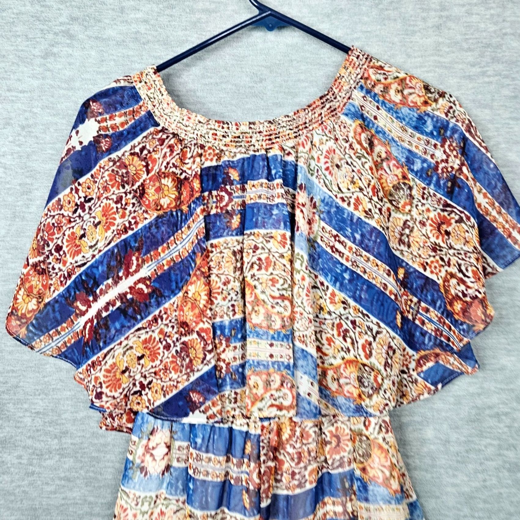 Show Me Your MuMu Show Me Your MuMu Off-The-Shoulder Floral Print Jumpsuit Women's M Multicolor Short Sleeve Wide-Leg Pockets Size 32" / US 10 / IT 46 - 5 Thumbnail