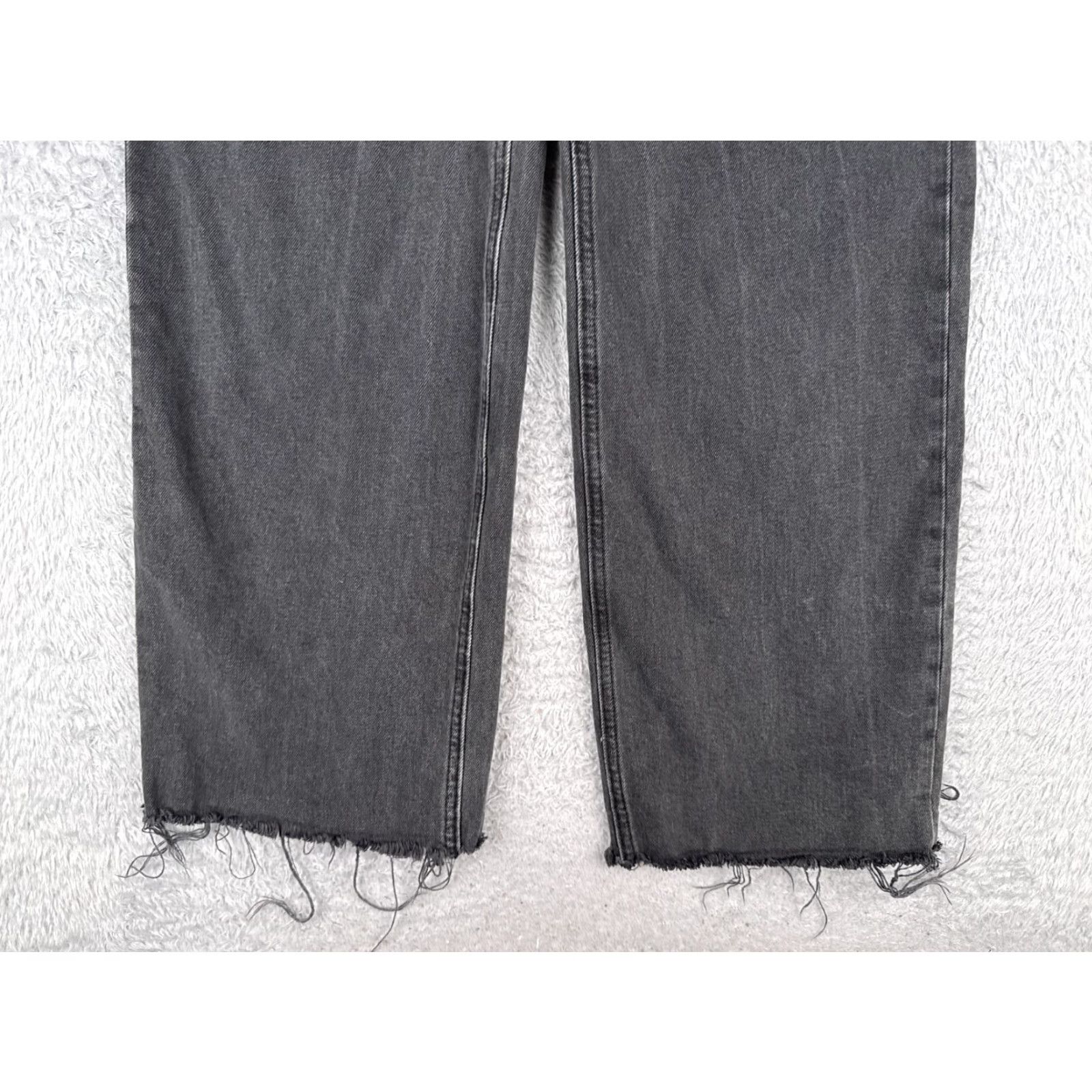 Old Navy Old Navy Wide Leg High Rise Distressed Jeans Womens 4 Black Denim 26x29 Size 27" / US 4 / IT 40 - 2 Thumbnail