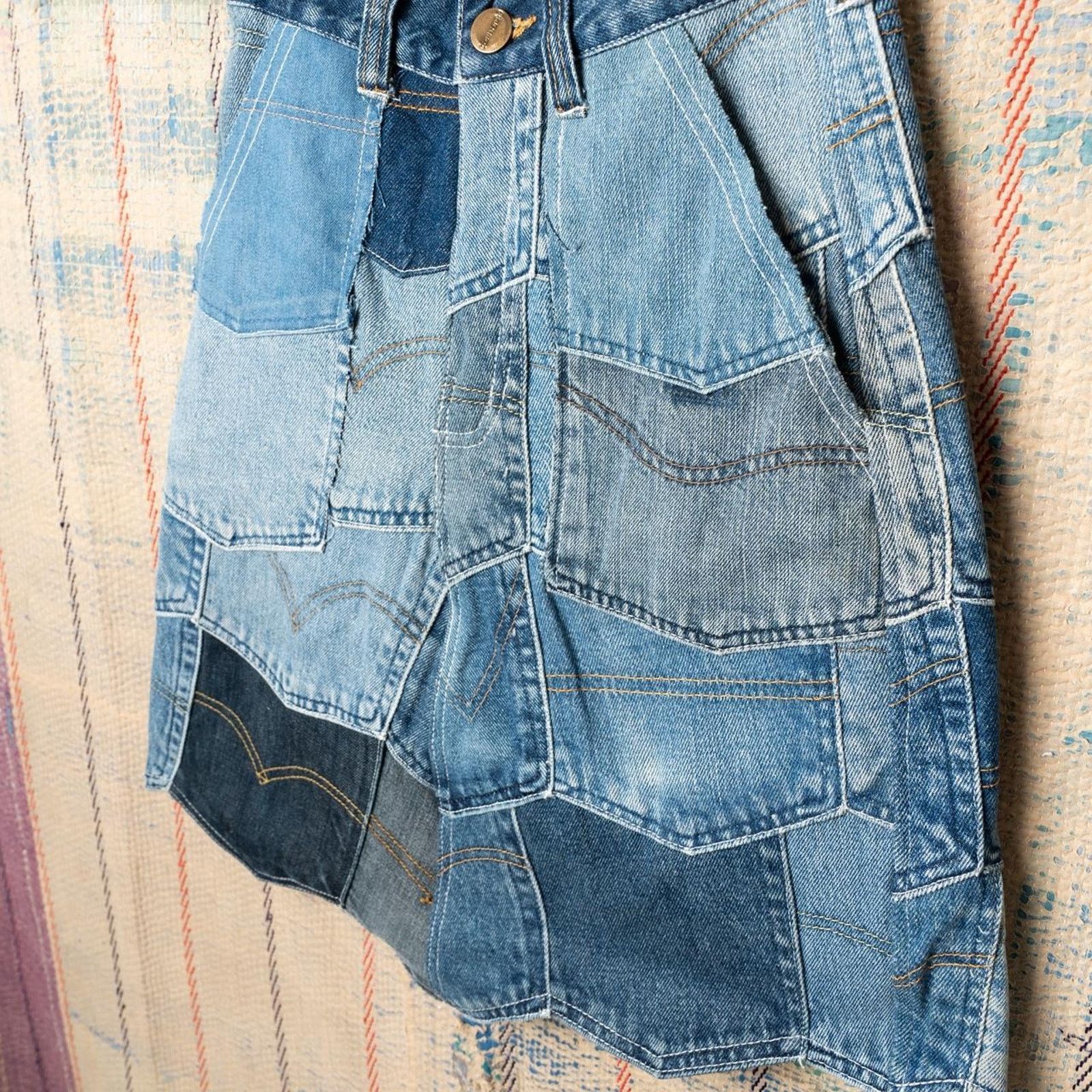 Other Custom upcycled patchwork skirt Size 26" / US 2 / IT 38 - 3 Thumbnail