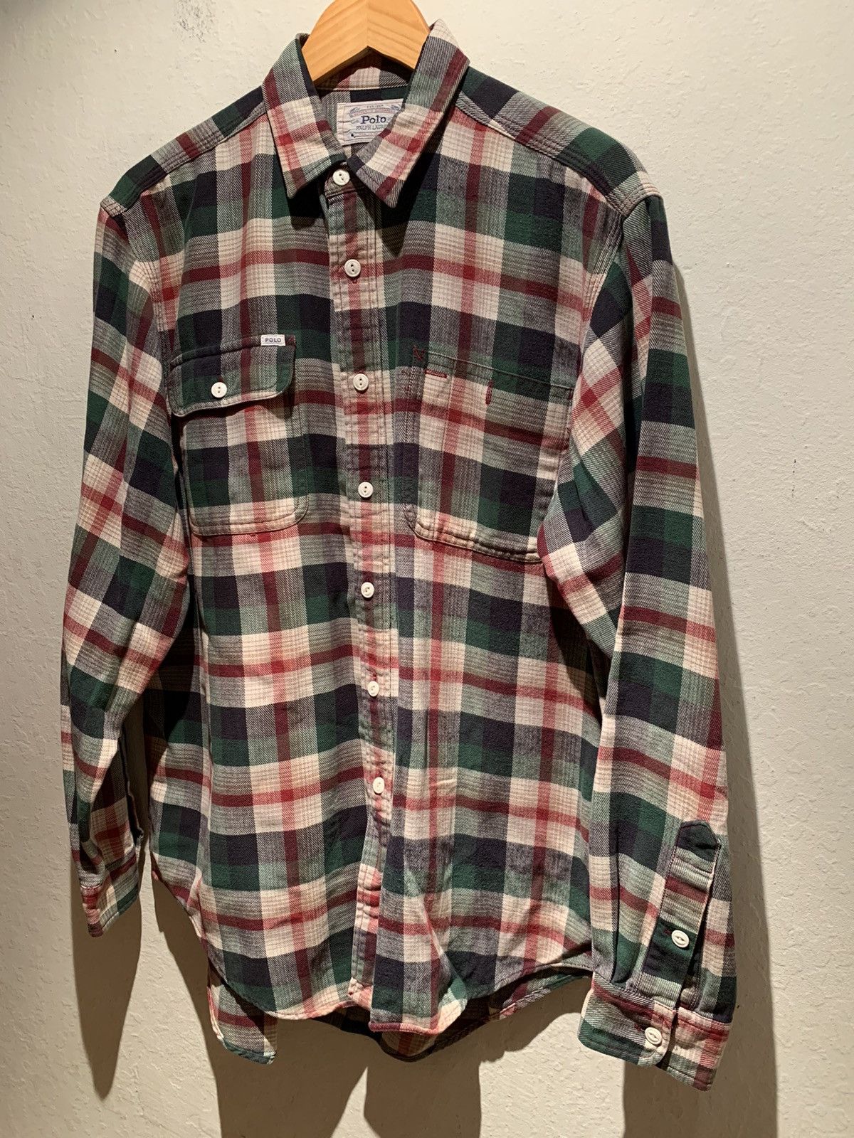 image of Vintage Polo Ralph Laurent Plaid Flannel Button Shirt, Men's (Size Large)