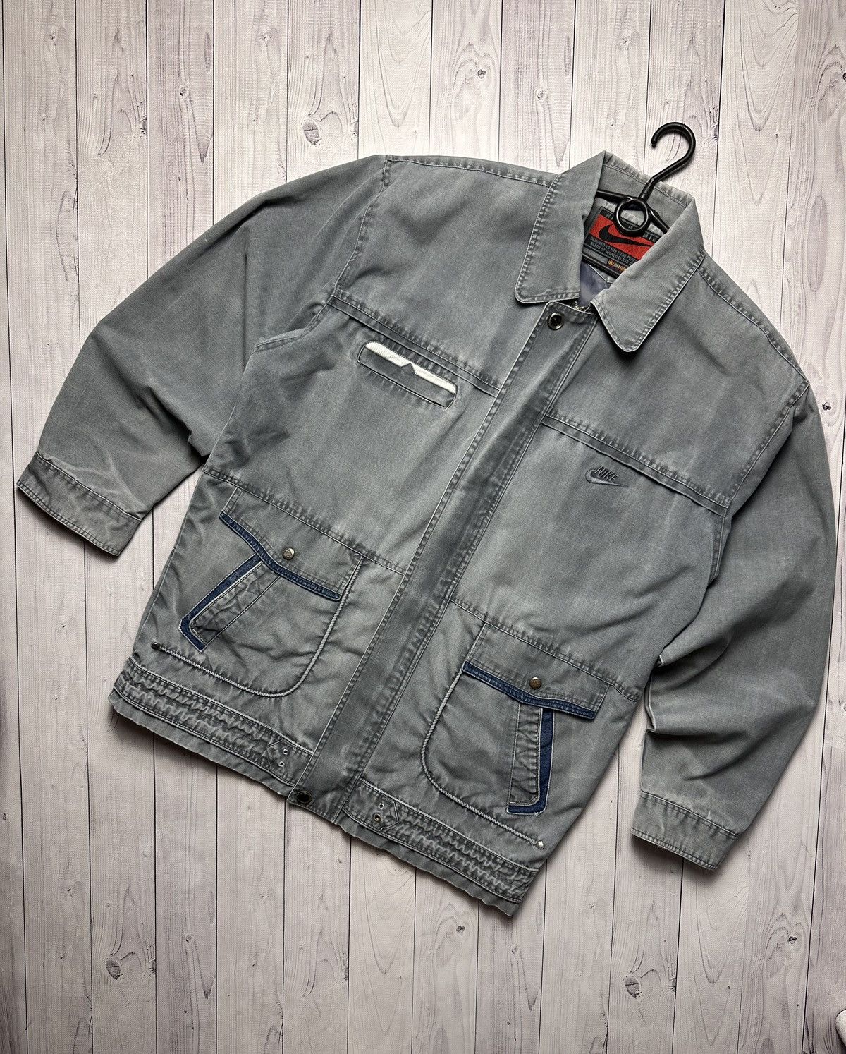Nike × Vintage Vintage Nike Denim jacket pocket rare size XXL faded Size US XXL / EU 58 / 5 - 1 Thumbnail