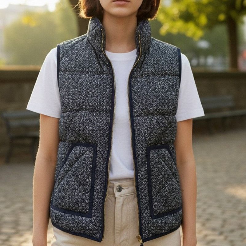 J.Crew J.CREW Excursion Vest Quilted Down Speckled Navy XXS/XS/S Size ONE SIZE - 2 Thumbnail