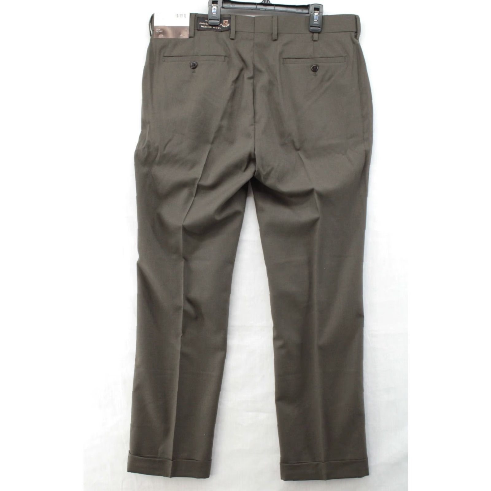 Vintage Louis Raphael Pants Mens 36 X 31 Pleated Cuffed Bark 100% Merino Wool NWT Tailored Dress Pants Men's Flat Front Pocket: Slash Vintage? No. Size US 36 / EU 52 - 5 Thumbnail