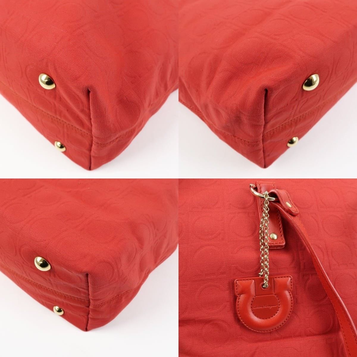 Salvatore Ferragamo Ferragamo Gancini Canvas Tote Red Size ONE SIZE - 5 Thumbnail