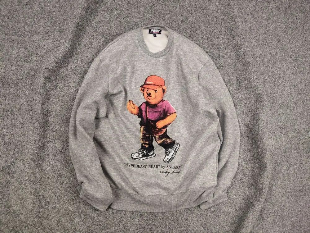 Vintage Sneaky Drip Bear Crew Chek Gray Sweatshirt Supreme Style Size US M / EU 48-50 / 2 - 1 Thumbnail