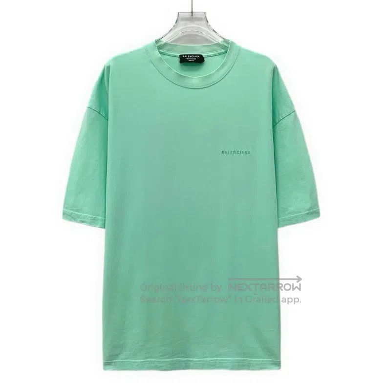 Balenciaga Balenciaga Teal Logo Letter Embroidered Cotton Round Neck Size US L / EU 52-54 / 3 - 1 Thumbnail