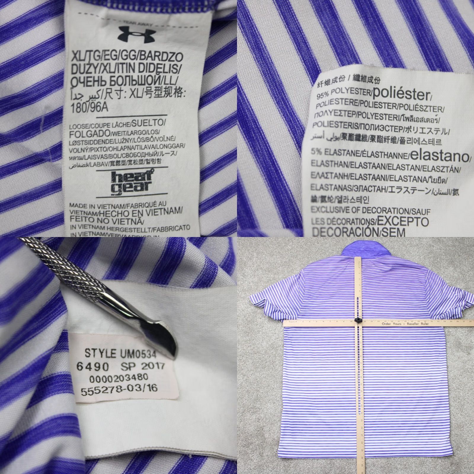 Under Armour Under Armour Polo Shirt Mens XL Purple UA Heatgear Loose Fit S/S Pinehurst Logo Size US XL / EU 56 / 4 - 8 Thumbnail