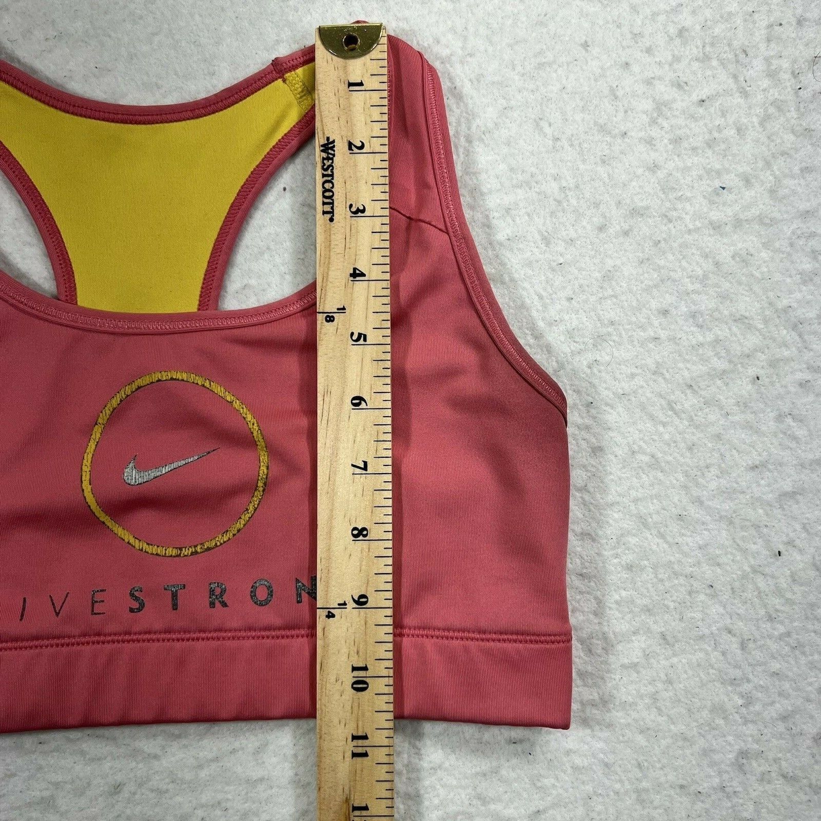 Nike Nike Livestrong Pink Yellow Athletic Racerback Sports Bra Size ONE SIZE - 6 Thumbnail