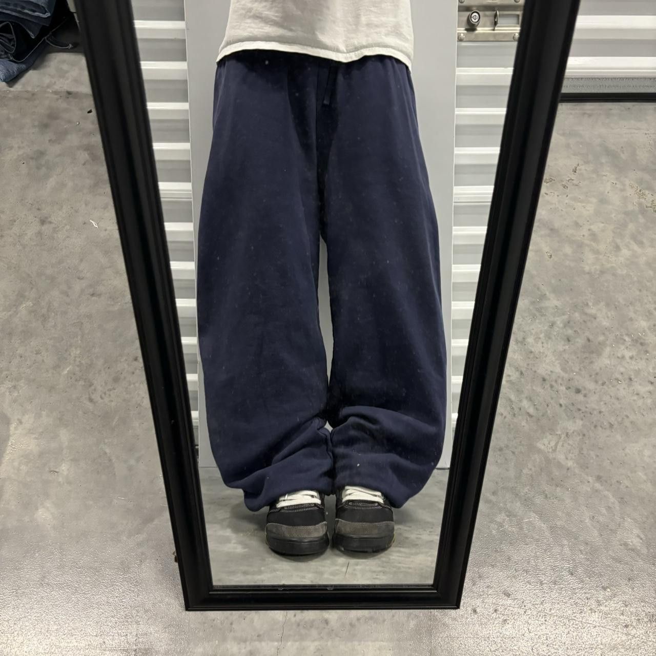 Japanese Brand × Vintage Crazy Vintage Y2K/2000s Baggy Navy Blue Skater Essential Sweatpants! Size US 36 / EU 52 - 1 Thumbnail