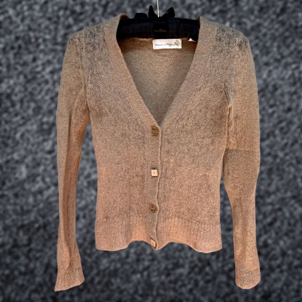 Anthropologie Anthropologie Charlie & Robin Women's Cardigan Sweater V-Neck Beige Size XS Size XS / US 0-2 / IT 36-38 - 1 Thumbnail