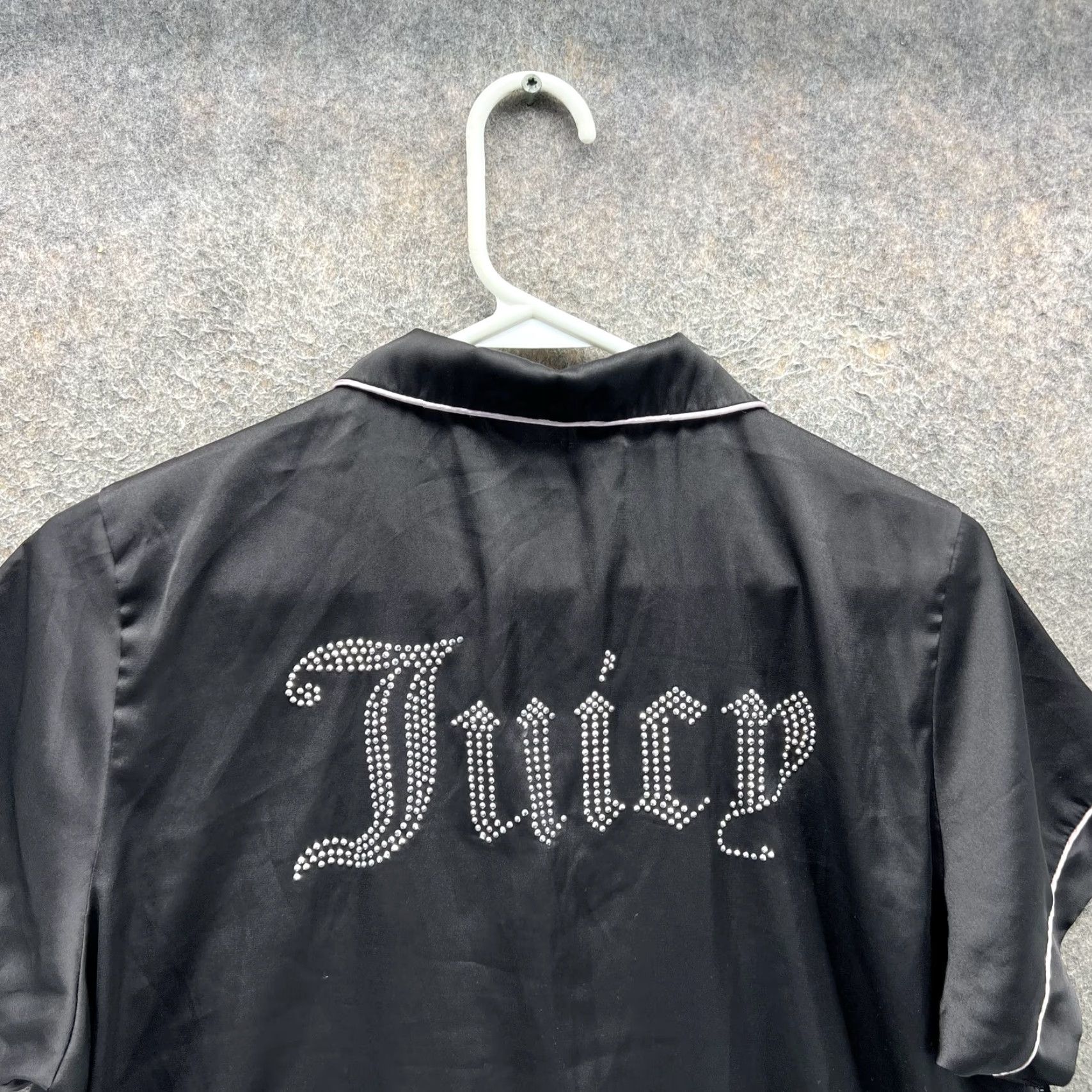 Juicy Couture Juicy Couture Sleep Shirt Womens Large Black Satin Nightgown Rhinestone Logo Shirt Size L / US 10 / IT 46 - 7 Thumbnail