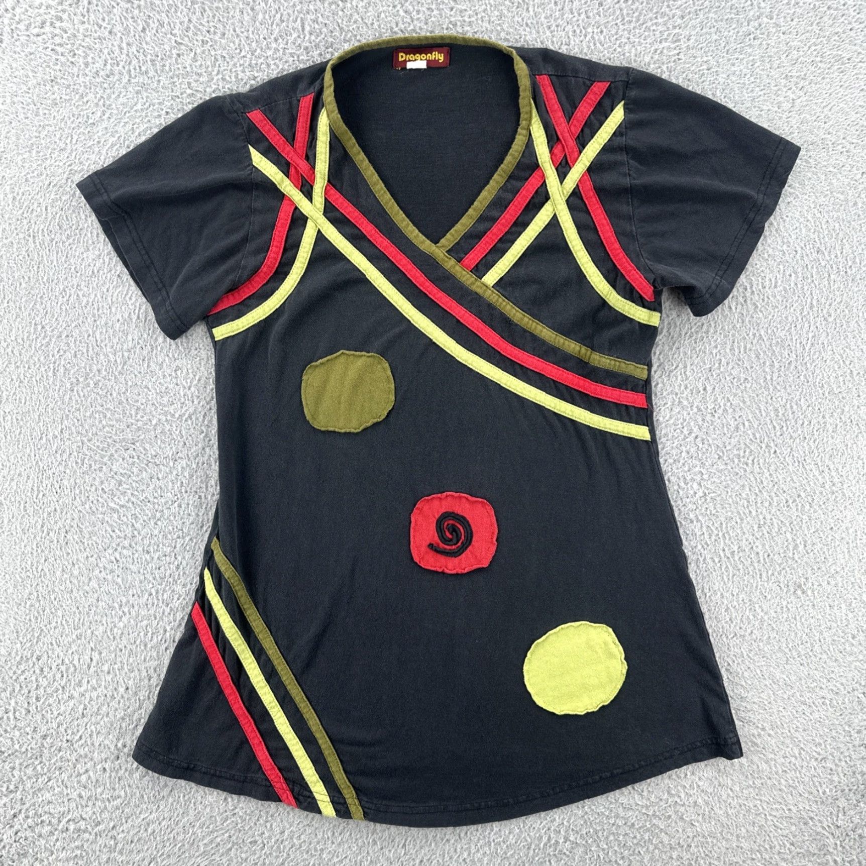 Vintage VINTAGE Dragonfly Women’s T-Shirt Black Embroidered Short Sleeve L Size L / US 10 / IT 46 - 2 Thumbnail