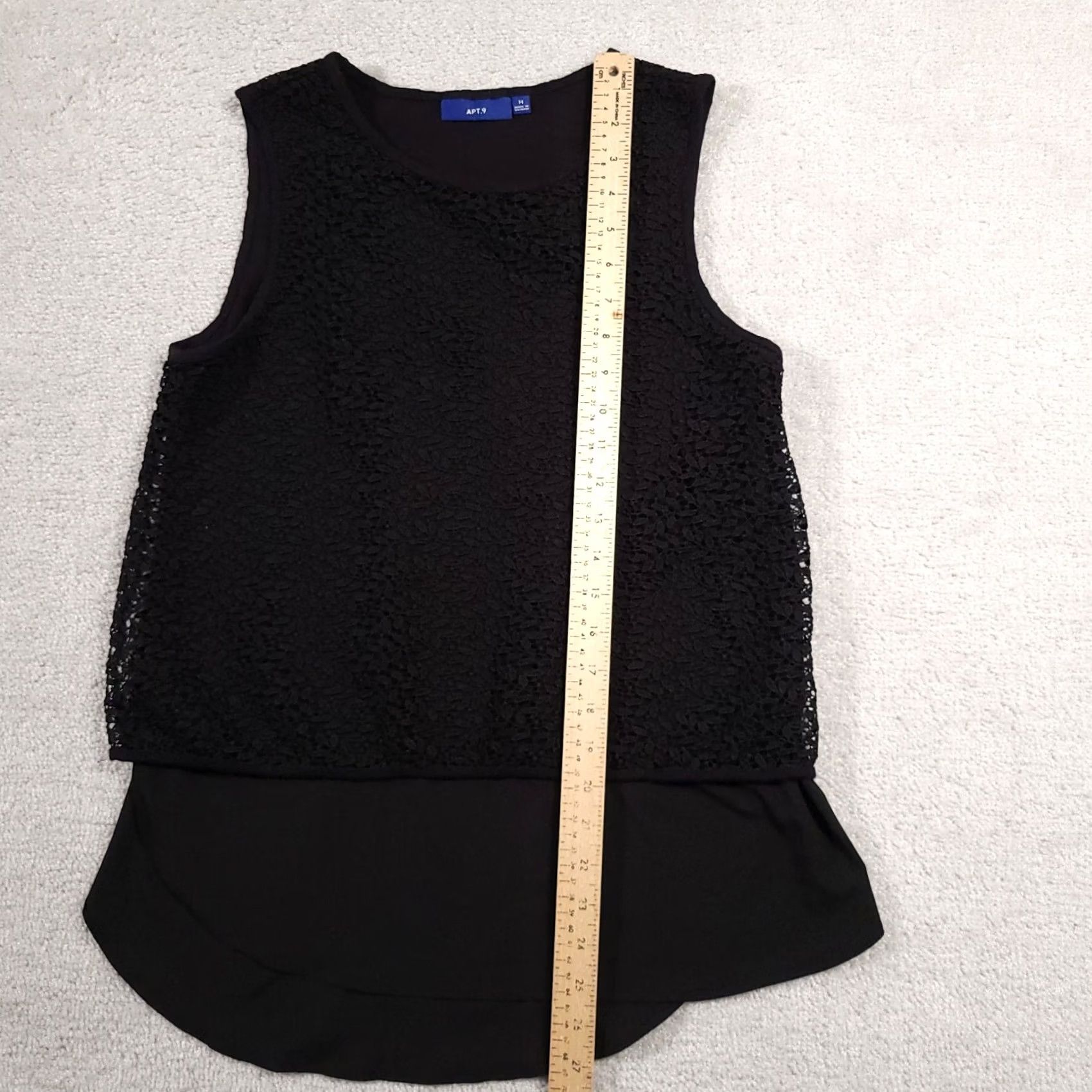 Apt. 9 VINTAGE Apt 9 Shirt Women's Medium Black Crochet Sleeveless Tank Round Hem Size M / US 6-8 / IT 42-44 - 7 Thumbnail