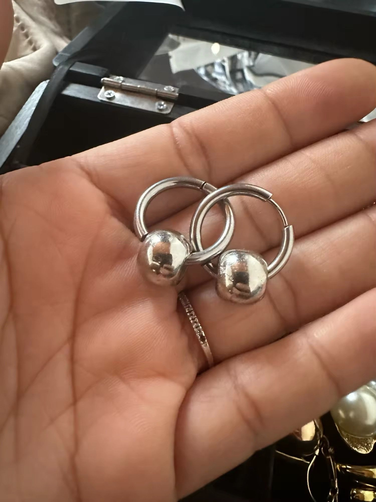 Jewelry Silver Color Ball Earrings Size ONE SIZE - 3 Thumbnail