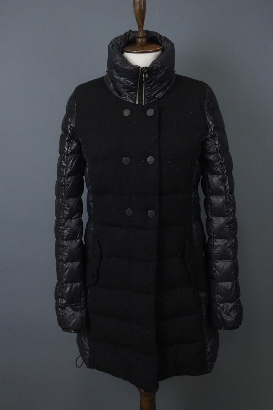 Duvetica Black Wool Mock Neck Zip Puffer Jacket Size 44