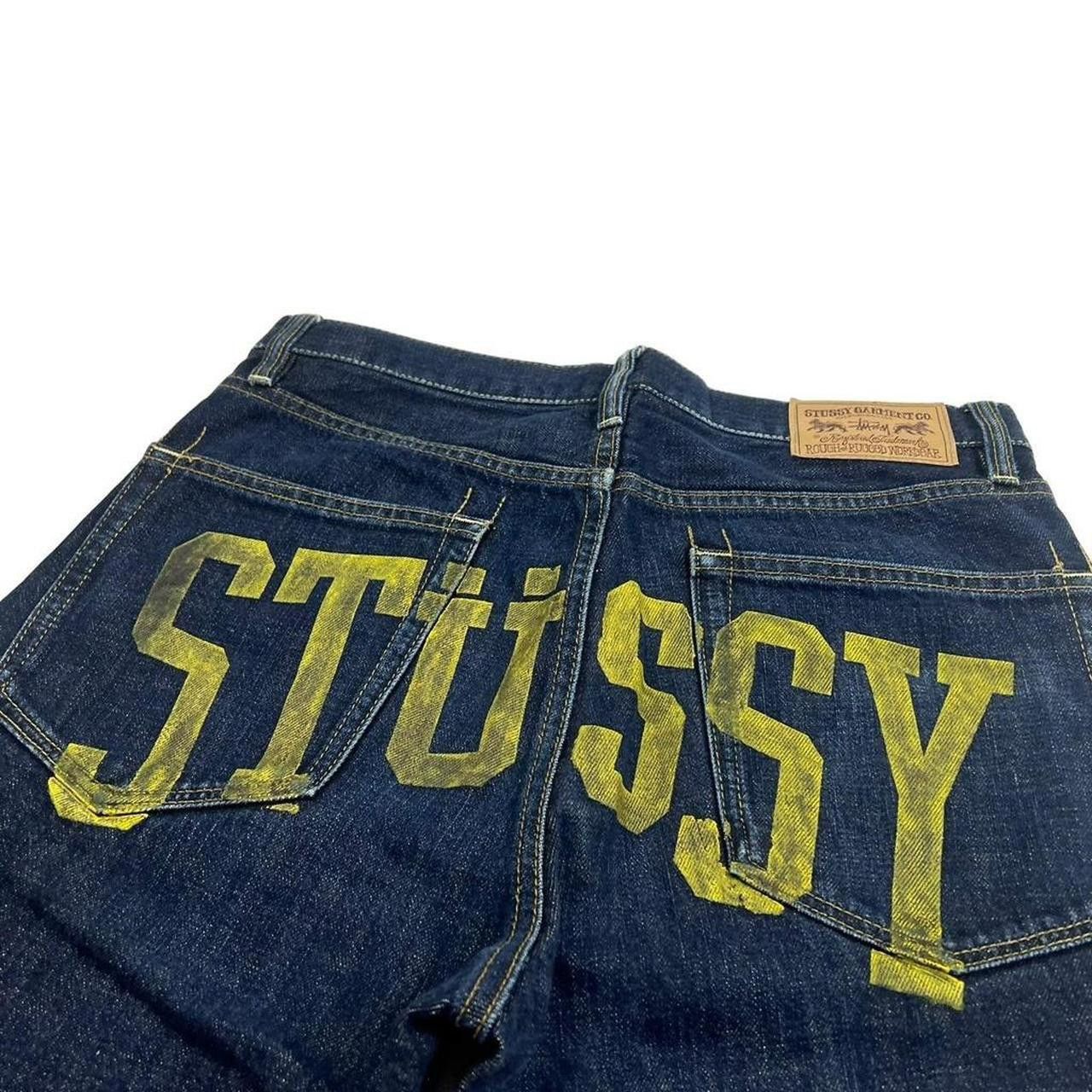 Stussy Vintage 2000s Yellow Stussy Spellout Jeans - Waist: 32” Size US 32 / EU 48 - 2 Thumbnail
