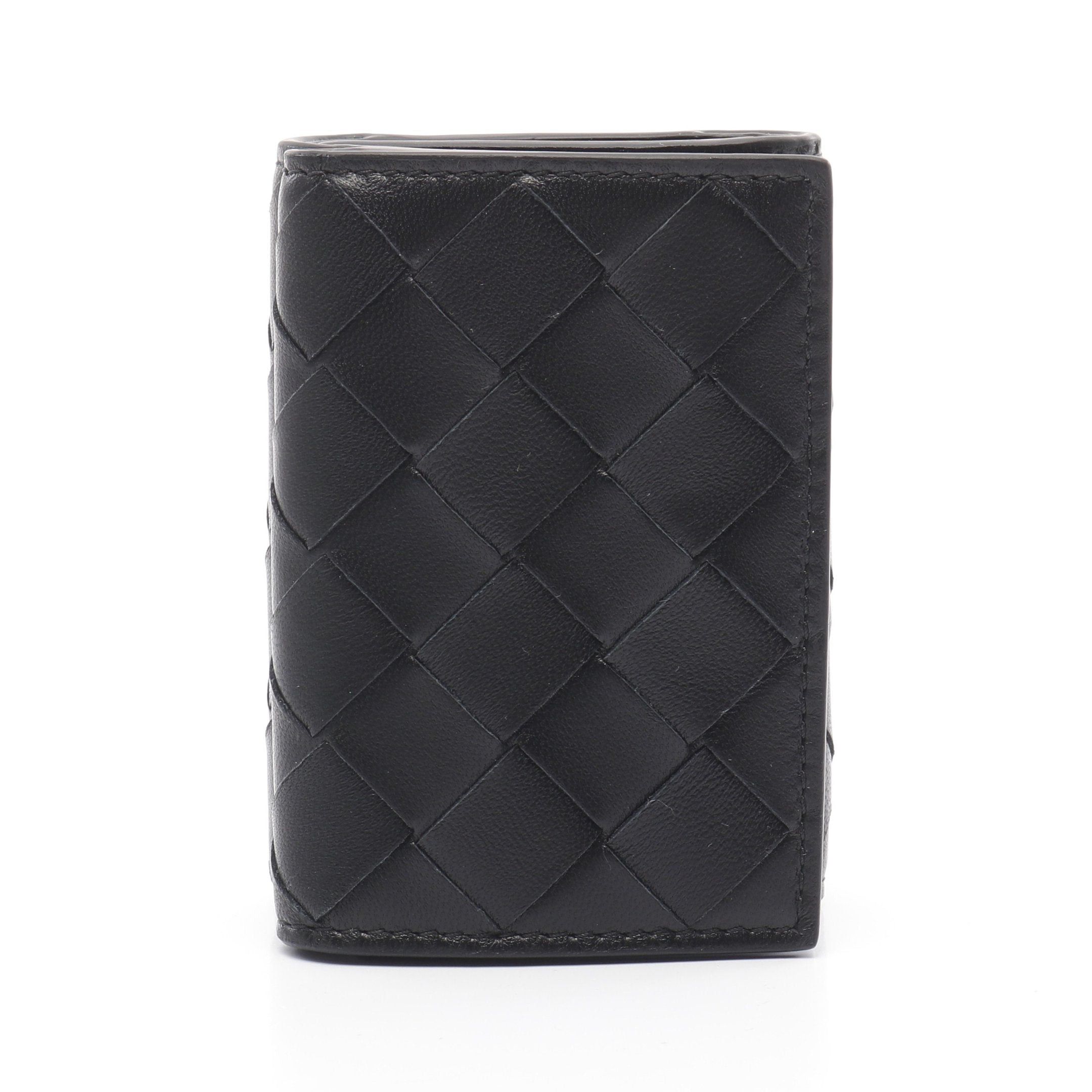 Bottega Veneta Intrecciato Tiny Trifold Wallet Leather Black