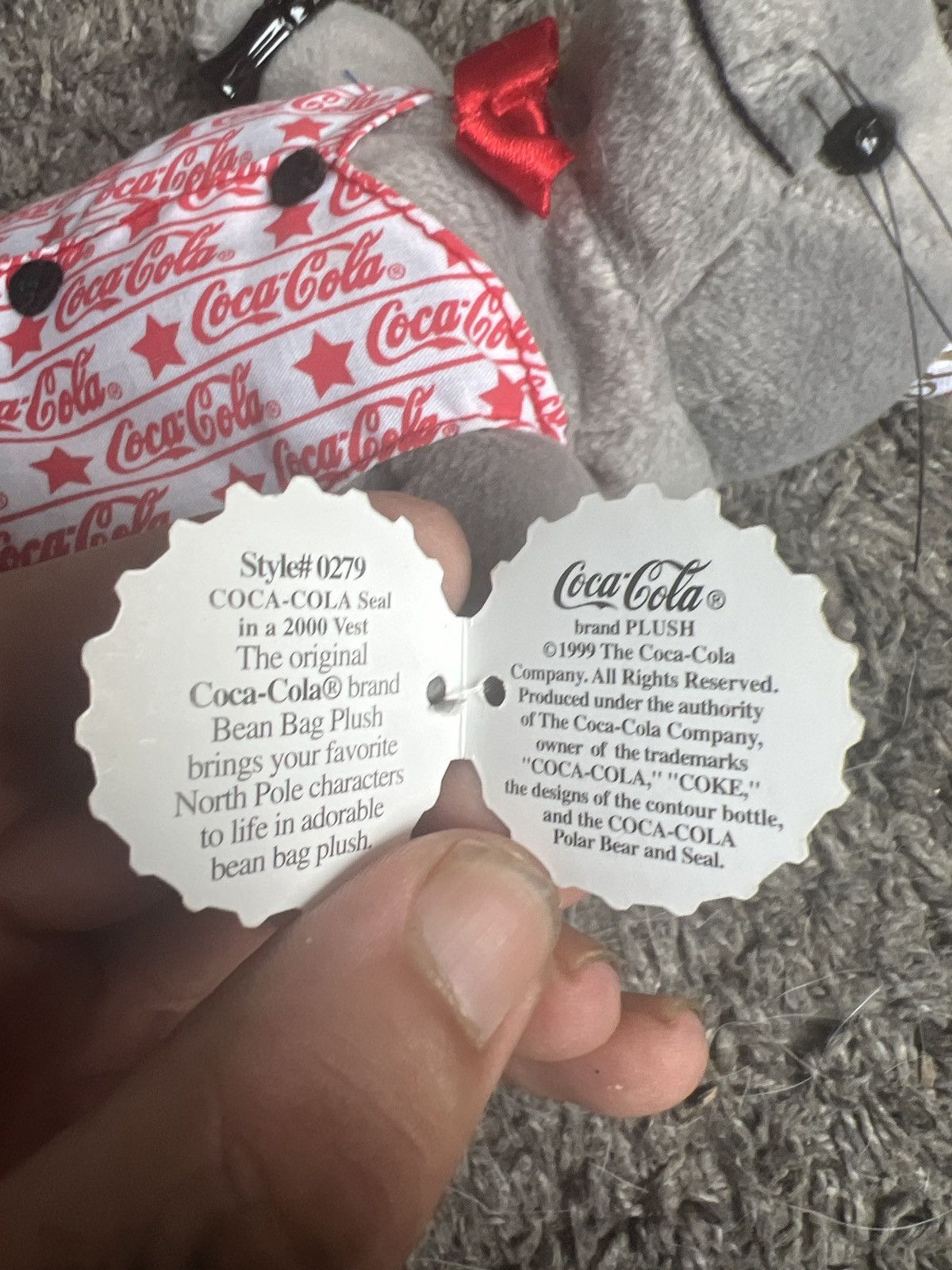 Coca Cola 1999 Coca-Cola Seal In A 2000 Vest Bean Bag Plush Size ONE SIZE - 6 Thumbnail
