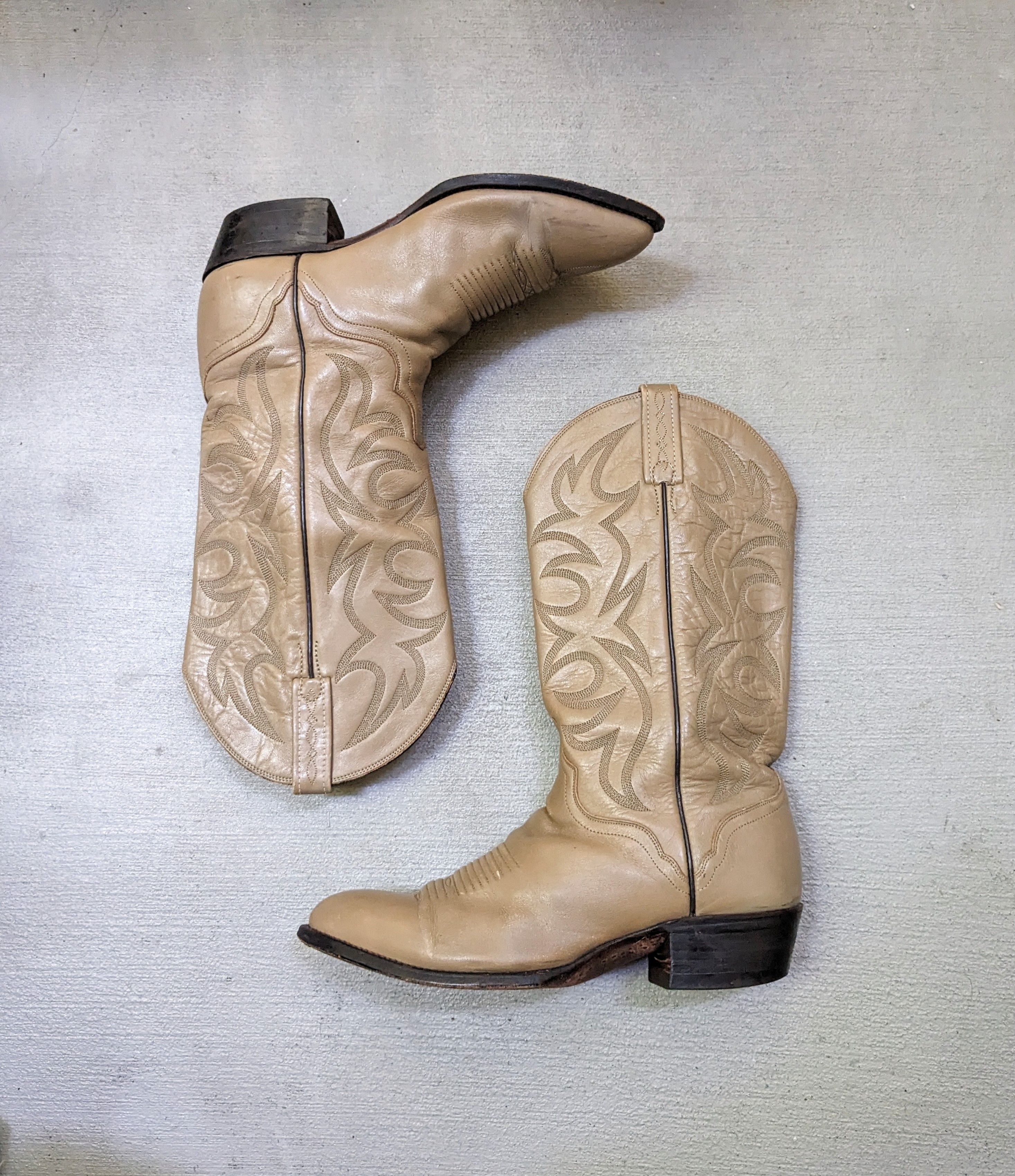 Genuine Leather El Dorado Cowboy Boots Taupe Leather 9 Western Botas Size US 9 / EU 42 - 1 Thumbnail