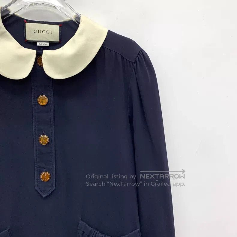 Gucci Gucci Dark blue cotton doll collar long-sleeved dress Size XS / US 0-2 / IT 36-38 - 3 Thumbnail