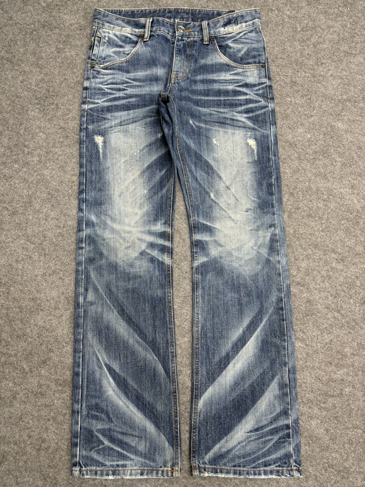 Japanese Brand 💥Sick Fades💥improves Distressed Heavy Art Fades Denim F534 Size US 33 - 23 Thumbnail