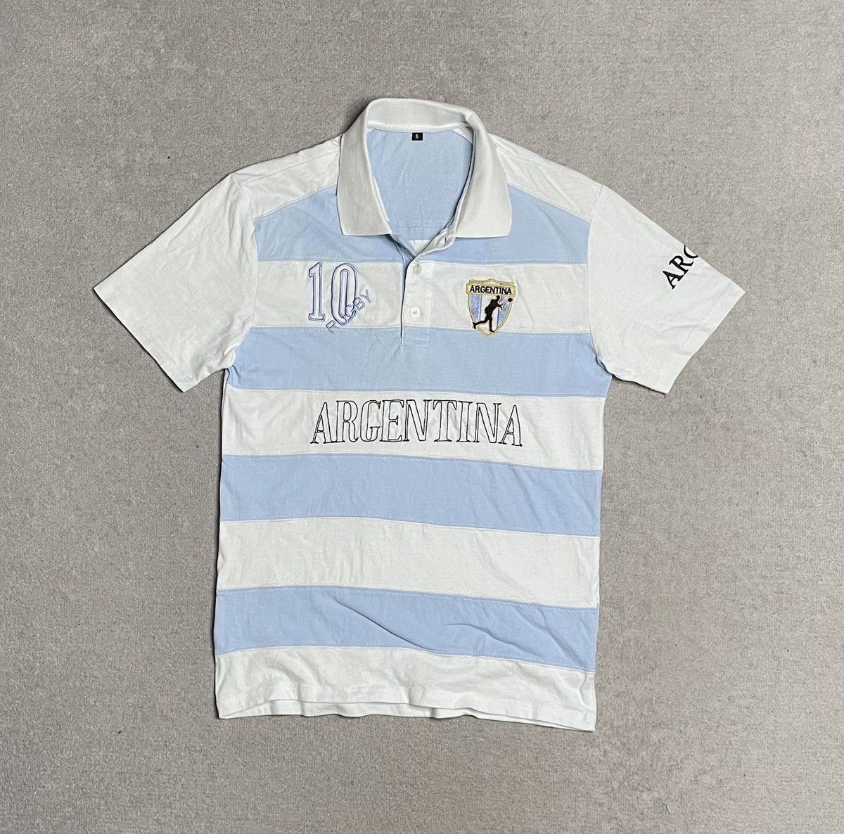 Vintage Vintage Baby Blue White Striped T-Shirt Tee Polo Argentina Size US S / EU 44-46 / 1 - 1 Thumbnail