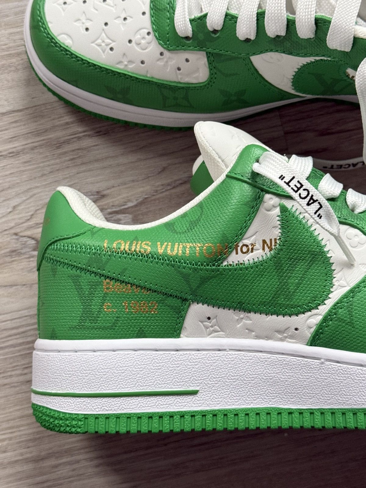 Louis Vuitton LV Nike Air Force 1 Green Monogram Size US 6.5 / EU 39-40 - 8 Thumbnail