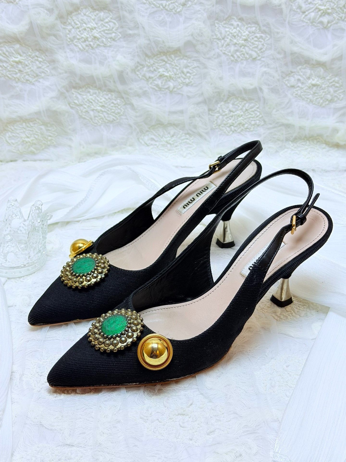 Miu Miu Miu Miu Canvas Green Sandals us_6 Women Size US 6 / IT 36 - 1 Thumbnail