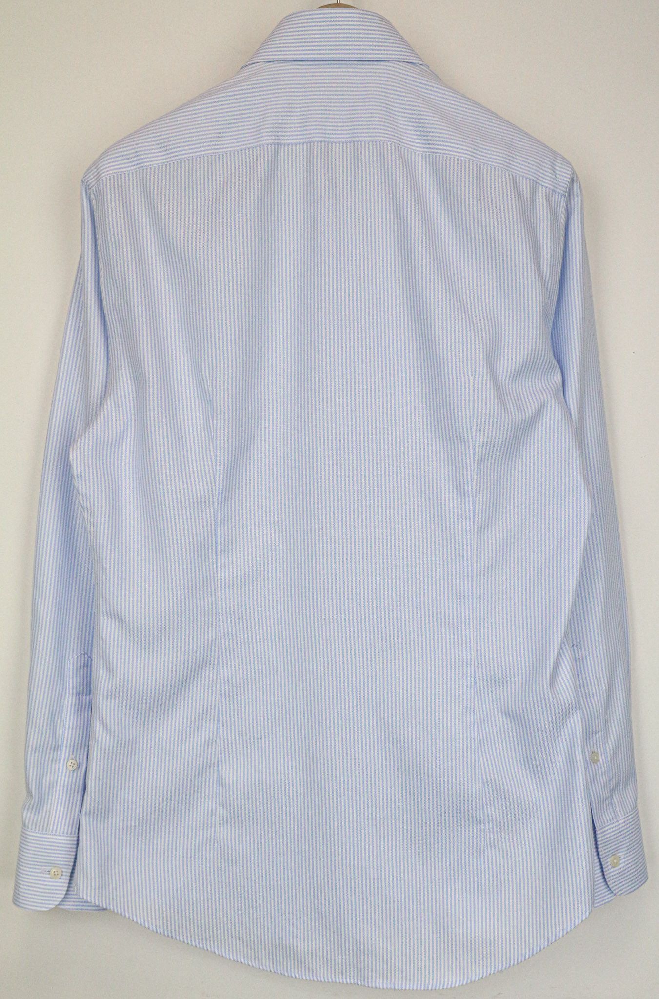 Suitsupply 40/15 3/4 Extra Slim Blue Cotton Stripe Shirt 79184 Size 40R - 2 Thumbnail