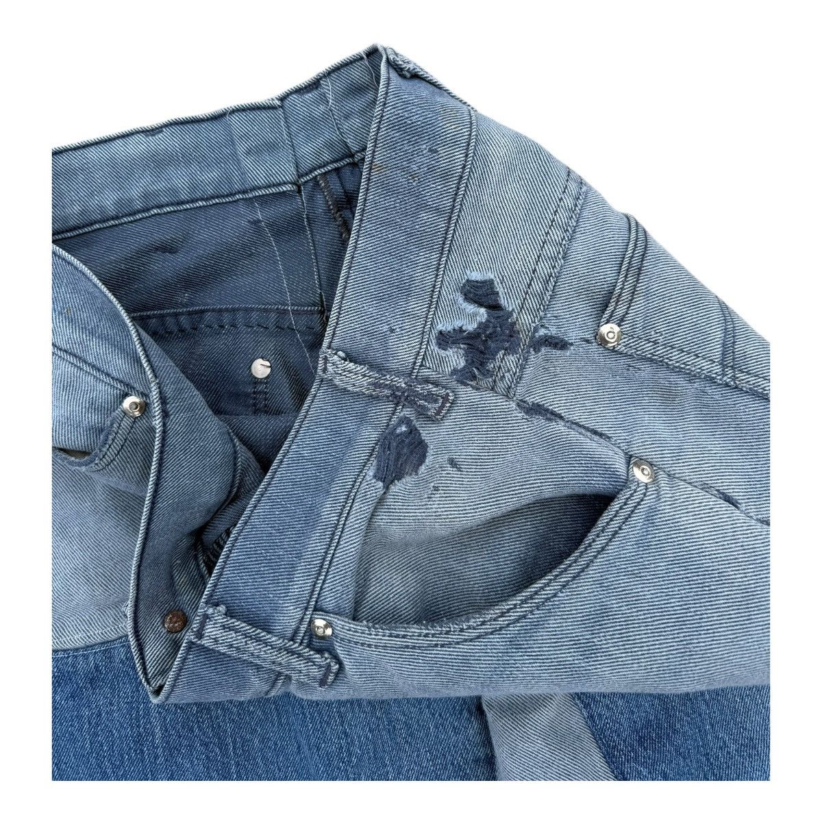 Vintage Tour de France Y2K Patchwork Wide Leg Denim Jeans Size 33 Size US 33 - 5 Thumbnail